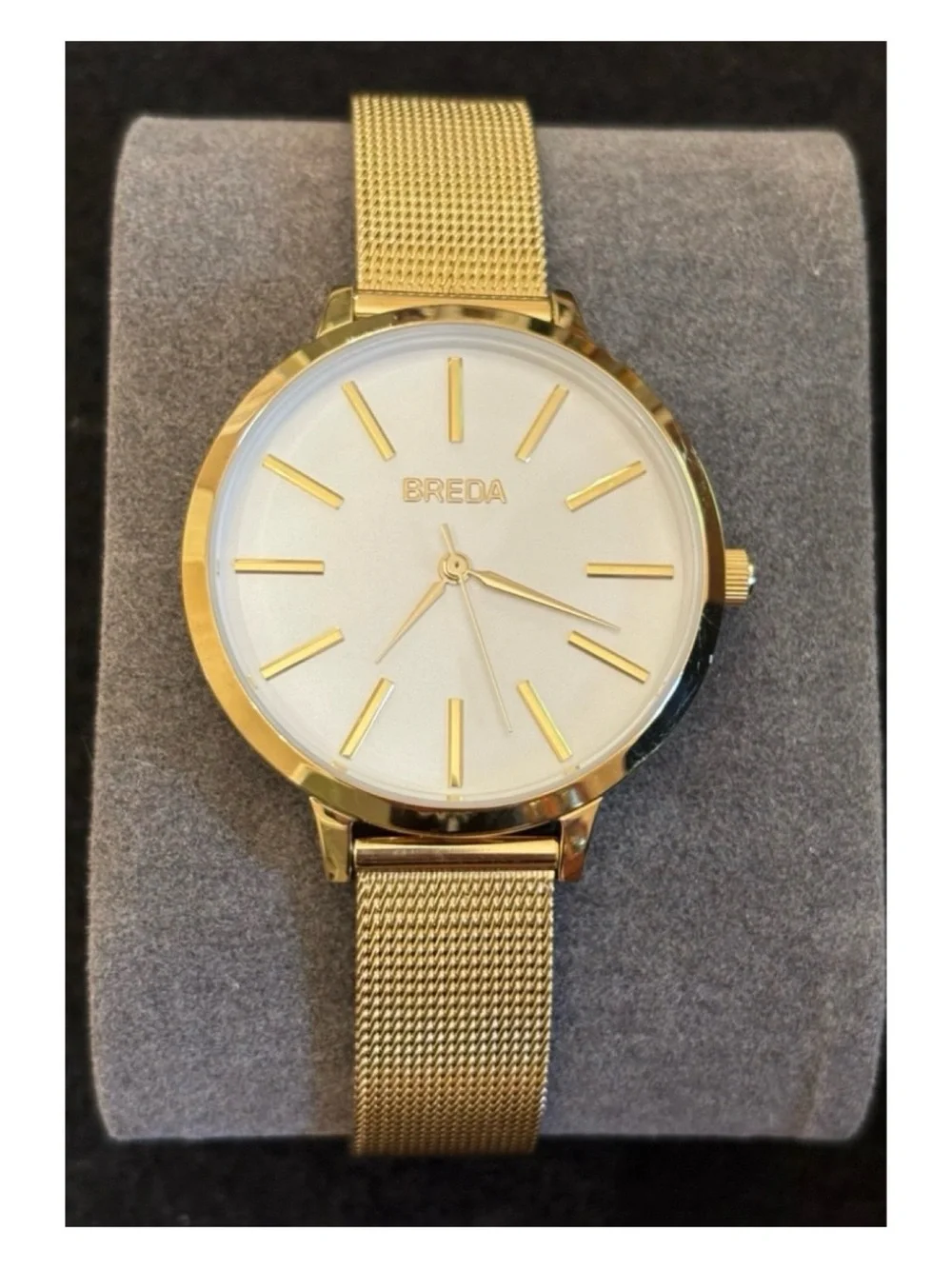 NWOT** Anthropologie BREDA Joule Mesh Watch In Gold  **Needs Battery